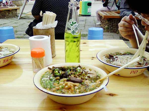 Eating Guilin Rice Noodles